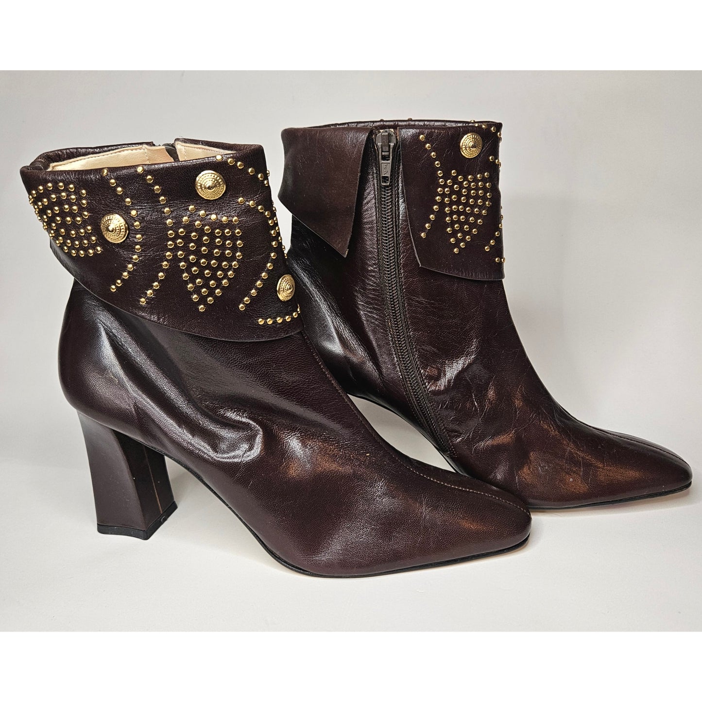 Vintage Ankle Gold Studded Boots