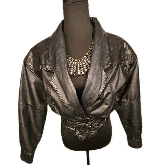 1980s Dolman Cropped Leather Jacket