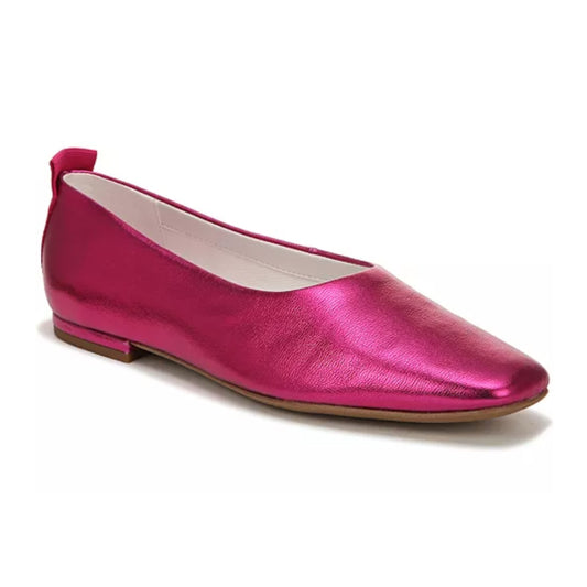 Pink Metallic Leather Flats