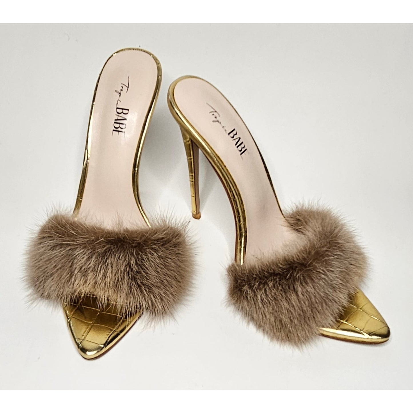 Gold Faux Fur Heels