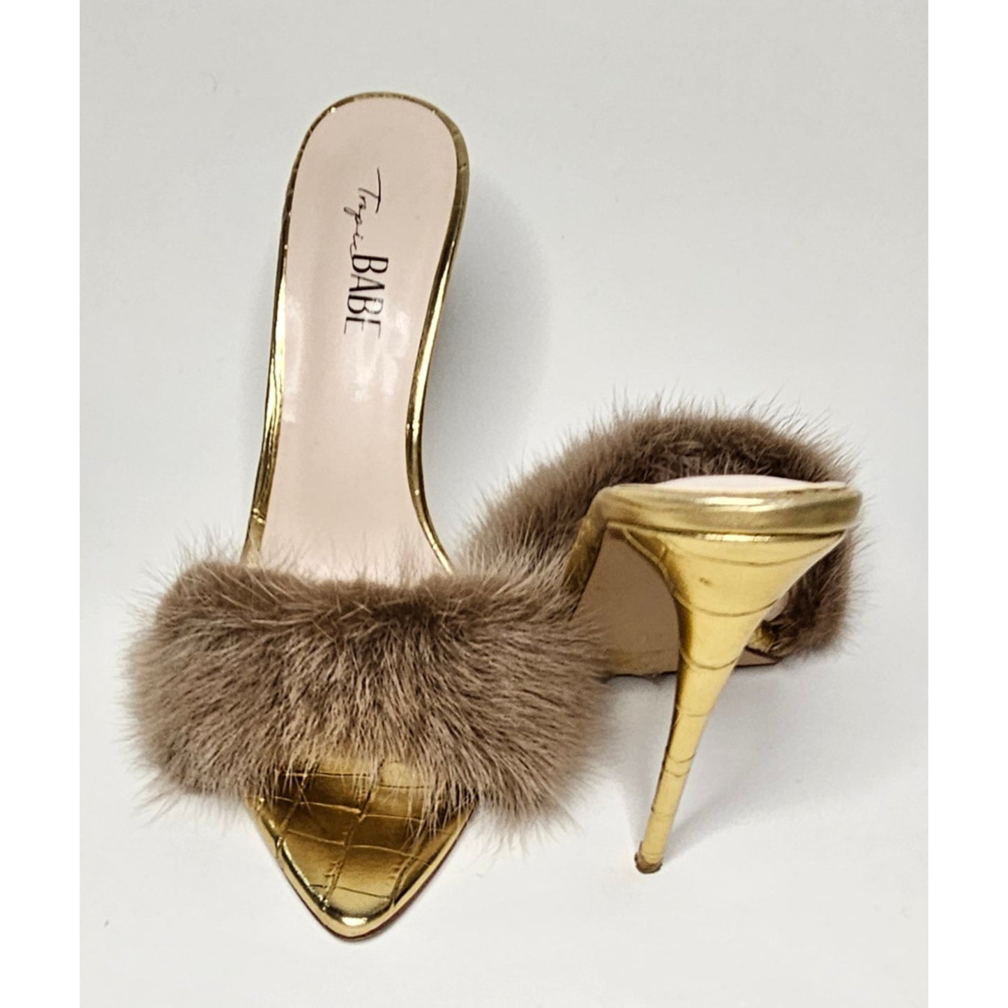 Gold Faux Fur Heels