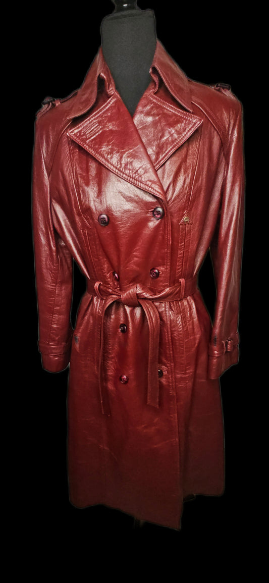 Vintage 70s Leather Trench Coat - Women's