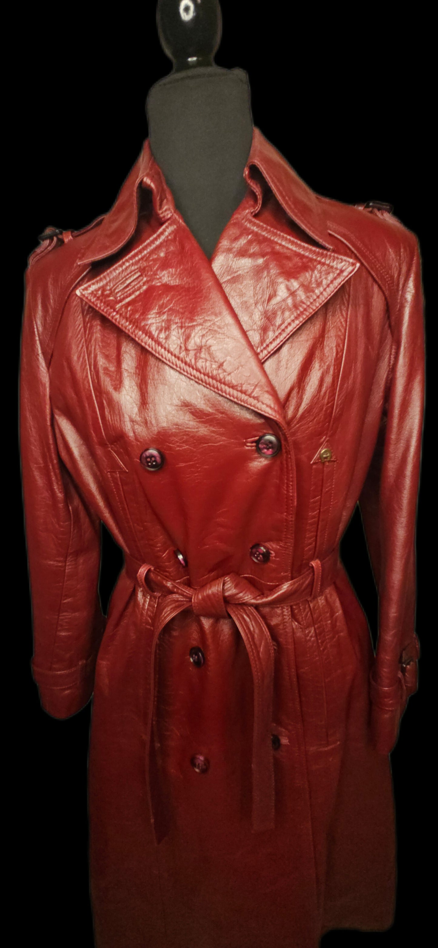 Vintage 70s Leather Trench Coat - Women's