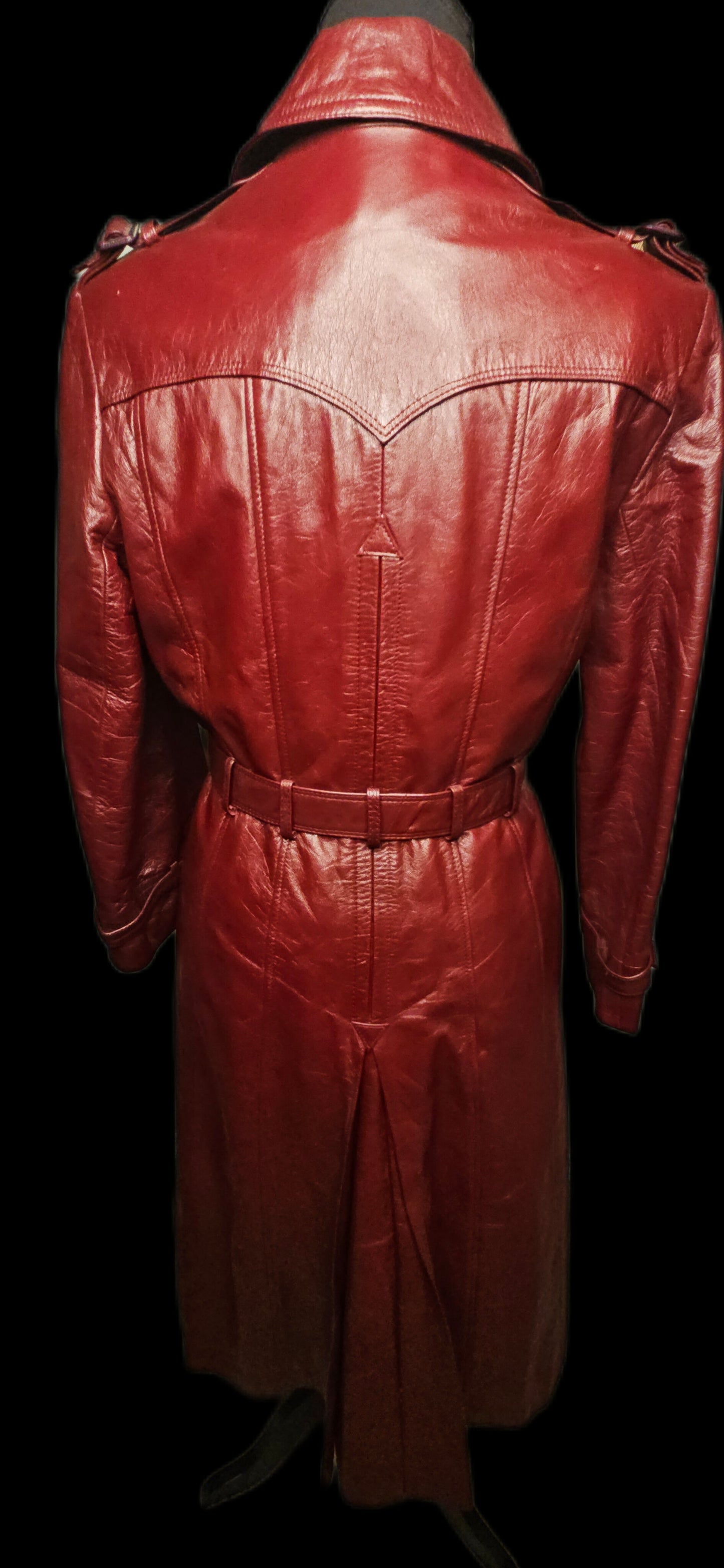 Vintage 70s Leather Trench Coat - Women's